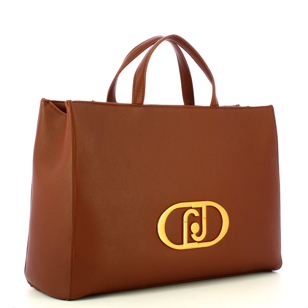 Liu Jo - Maxi Borsa a mano Ecosostenibile con logo Chocolat - AF3208E0027 - CHOCOLAT