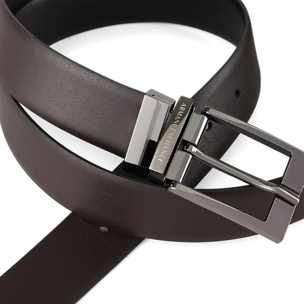Armani Exchange - Cintura reversibile in pelle Black Dark Brown 30 mm - 951060CC236 - BLACK/DARK/BROWN