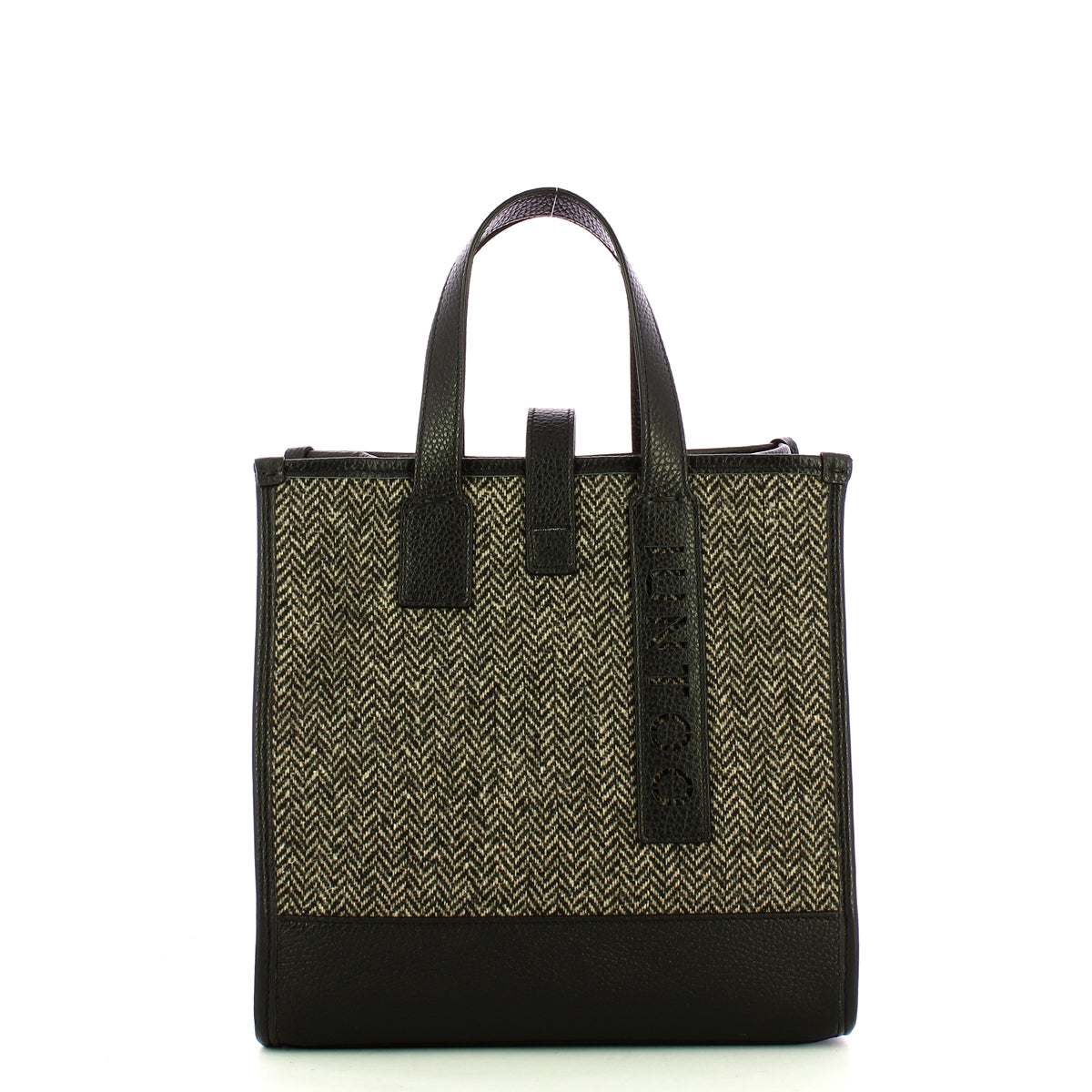 Iuntoo - new tote piccola nero + spigato nero - 175003 - nero+s | Italystation.com - Shop Now at italystation.com