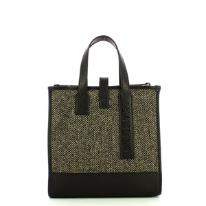 Iuntoo - new tote piccola nero + spigato nero - 175003 - nero+s | Italystation.com - Shop Now at italystation.com
