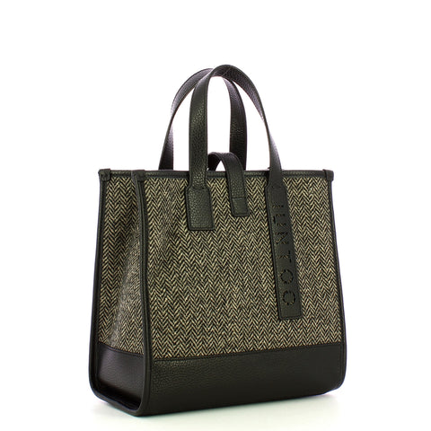 Iuntoo - new tote piccola nero + spigato nero - 175003 - nero+s | Italystation.com - Shop Now at italystation.com