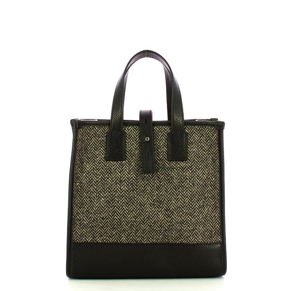 Iuntoo - new tote piccola nero + spigato nero - 175003 - nero+s | Italystation.com - Shop Now at italystation.com