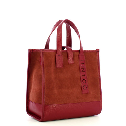 Iuntoo - new tote piccola bordeaux + camoscio bordeaux - 175003 | Italystation.com - Shop Now at italystation.com