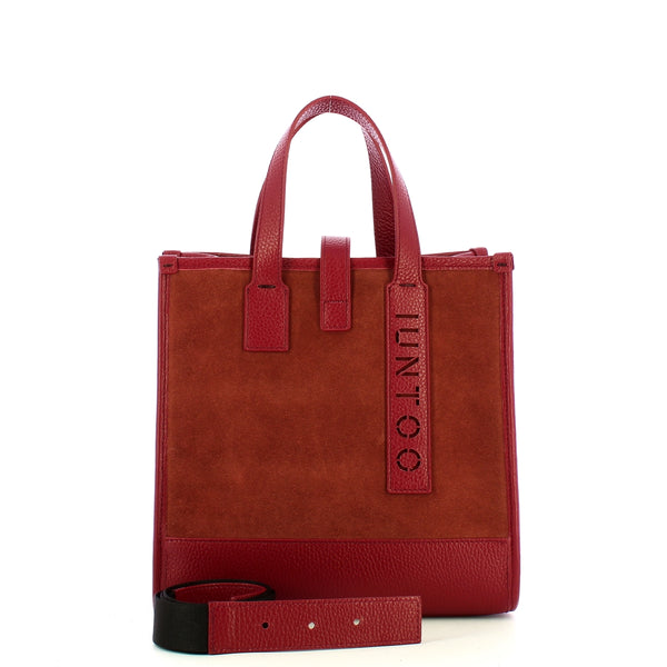 Iuntoo - new tote piccola bordeaux + camoscio bordeaux - 175003 | Italystation.com - Shop Now at italystation.com
