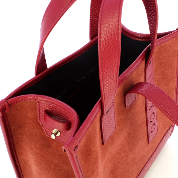 Iuntoo - new tote piccola bordeaux + camoscio bordeaux - 175003 | Italystation.com - Shop Now at italystation.com