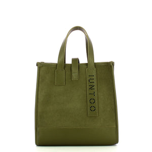 Iuntoo - new tote piccola verde + camoscio verde - 175003 - ver | Italystation.com - Shop Now at italystation.com