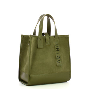 Iuntoo - new tote piccola verde + camoscio verde - 175003 - ver | Italystation.com - Shop Now at italystation.com