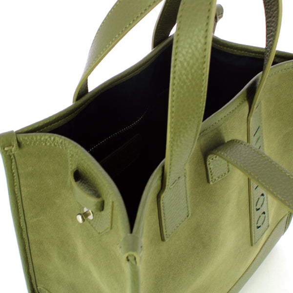 Iuntoo - new tote piccola verde + camoscio verde - 175003 - ver | Italystation.com - Shop Now at italystation.com