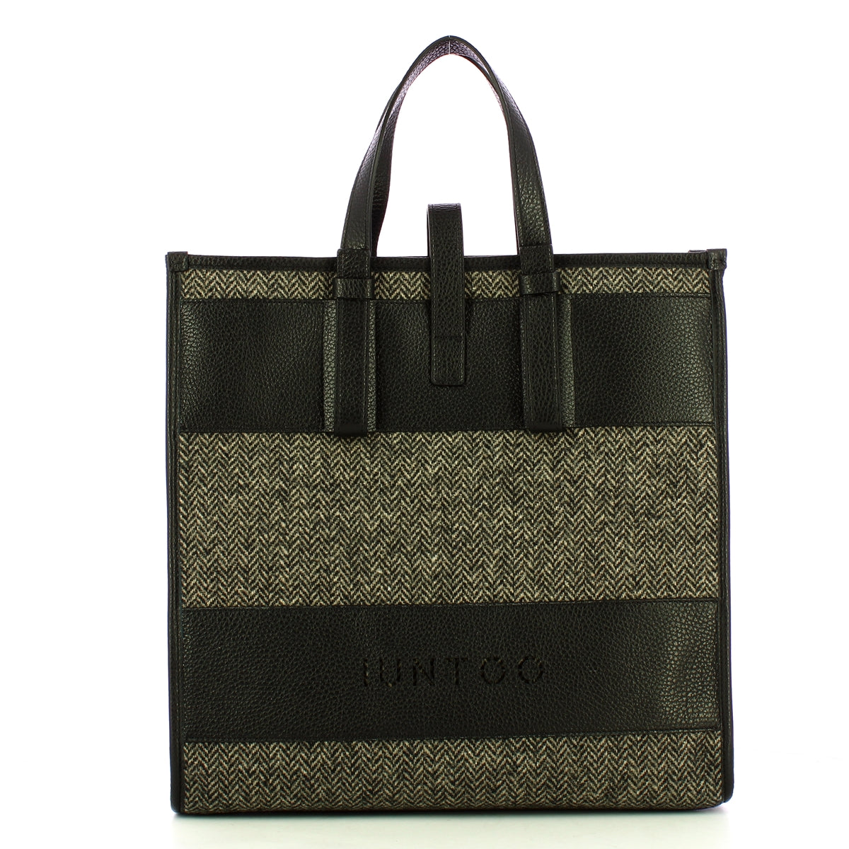 Iuntoo - new tote grande nero + spigato nero - 175001 - nero+sp | Italystation.com - Shop Now at italystation.com