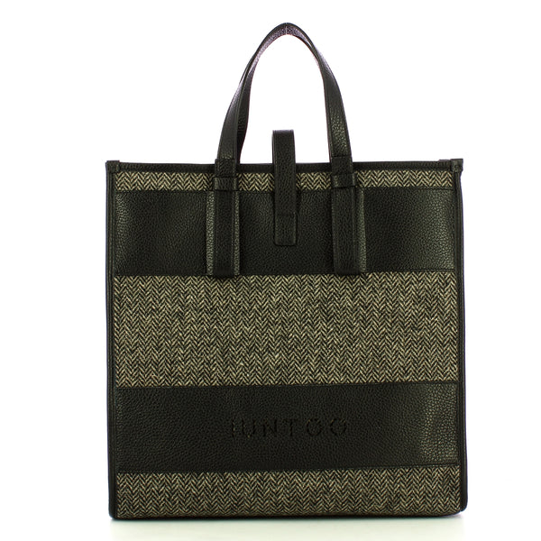 Iuntoo - new tote grande nero + spigato nero - 175001 - nero+sp | Italystation.com - Shop Now at italystation.com