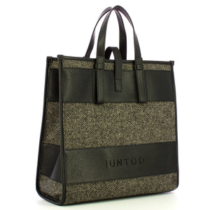 Iuntoo - new tote grande nero + spigato nero - 175001 - nero+sp | Italystation.com - Shop Now at italystation.com