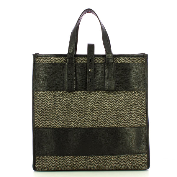 Iuntoo - new tote grande nero + spigato nero - 175001 - nero+sp | Italystation.com - Shop Now at italystation.com
