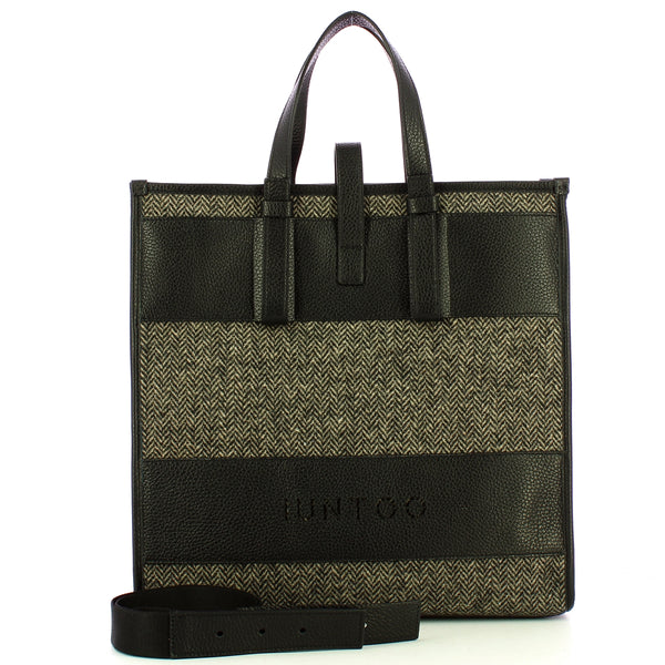 Iuntoo - new tote grande nero + spigato nero - 175001 - nero+sp | Italystation.com - Shop Now at italystation.com