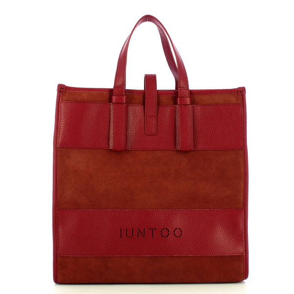 Iuntoo - new tote grande bordeaux + camoscio bordeaux - 175001  | Italystation.com - Shop Now at italystation.com