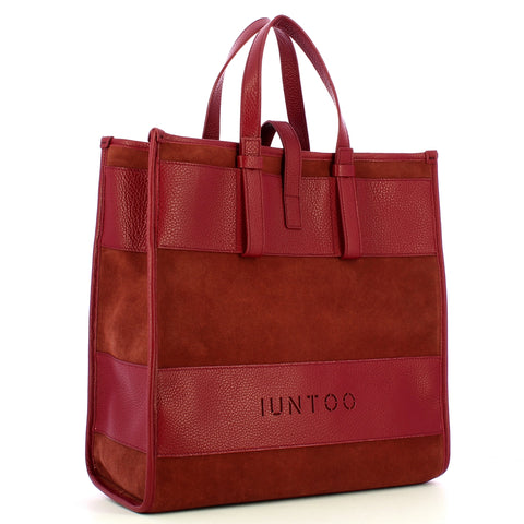 Iuntoo - new tote grande bordeaux + camoscio bordeaux - 175001  | Italystation.com - Shop Now at italystation.com