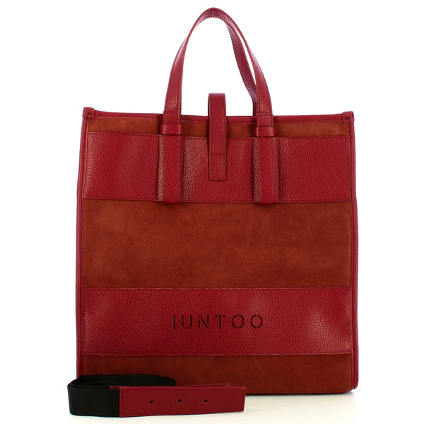 Iuntoo - new tote grande bordeaux + camoscio bordeaux - 175001  | Italystation.com - Shop Now at italystation.com