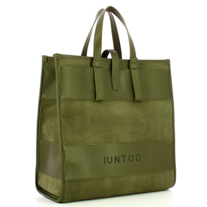 Iuntoo - new tote grande verde + camoscio verde - 175001 - verd | Italystation.com - Shop Now at italystation.com