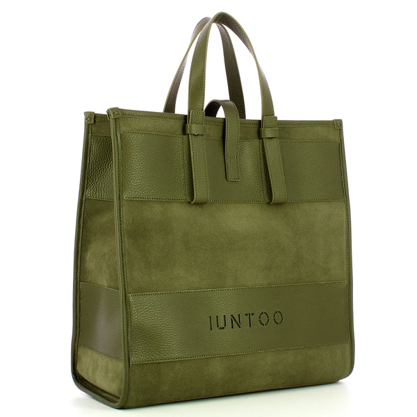 Iuntoo - new tote grande verde + camoscio verde - 175001 - verd | Italystation.com - Shop Now at italystation.com