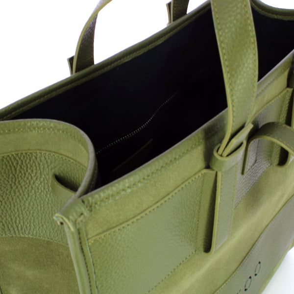 Iuntoo - new tote grande verde + camoscio verde - 175001 - verd | Italystation.com - Shop Now at italystation.com