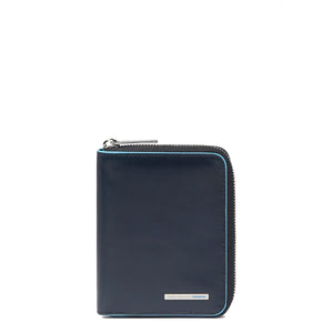 Piquadro - Portafoglio Piccolo Blue Square Zip Around Blu2 | Italystation.com Shop Now at italystation.com