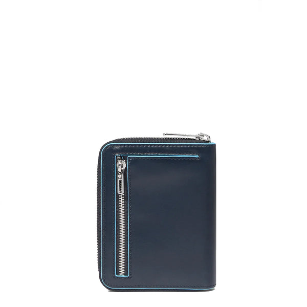 Piquadro - Portafoglio Piccolo Blue Square Zip Around Blu2 | Italystation.com Shop Now at italystation.com