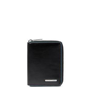 Piquadro - Portafoglio Piccolo Blue Square Zip Around Nero | Italystation.com Shop Now at italystation.com