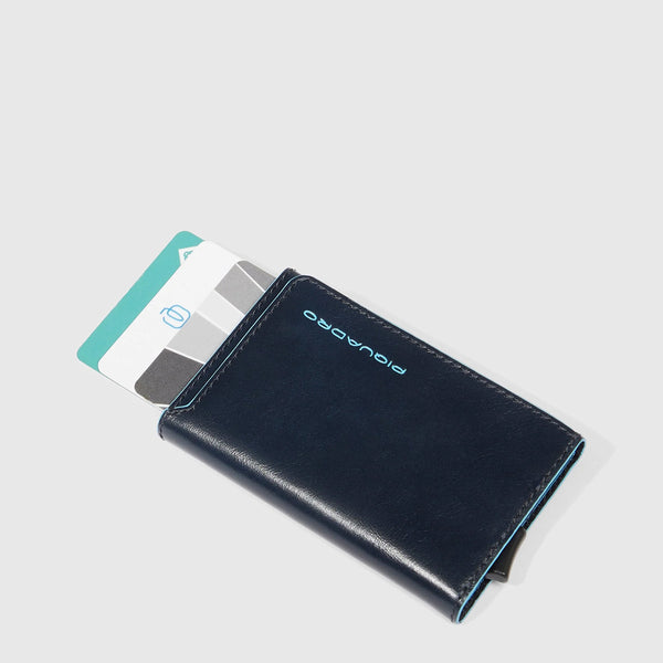 Piquadro - Card Holder with Sliding System Blue Square Blu2 - PP6513B2BLR - BLU2