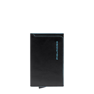 Piquadro - Card Holder with Sliding System Blue Square Nero - PP6513B2BLR - NERO