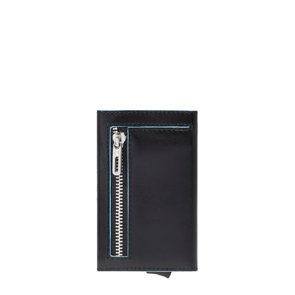 Piquadro - Card Holder with Sliding System Blue Square Nero - PP6513B2BLR - NERO
