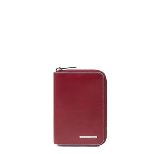 Piquadro - Portafoglio Piccolo Blue Square Zip Around Rosso | Italystation.com Shop Now at italystation.com