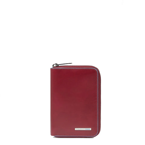 Piquadro - Portafoglio Piccolo Blue Square Zip Around Rosso | Italystation.com Shop Now at italystation.com