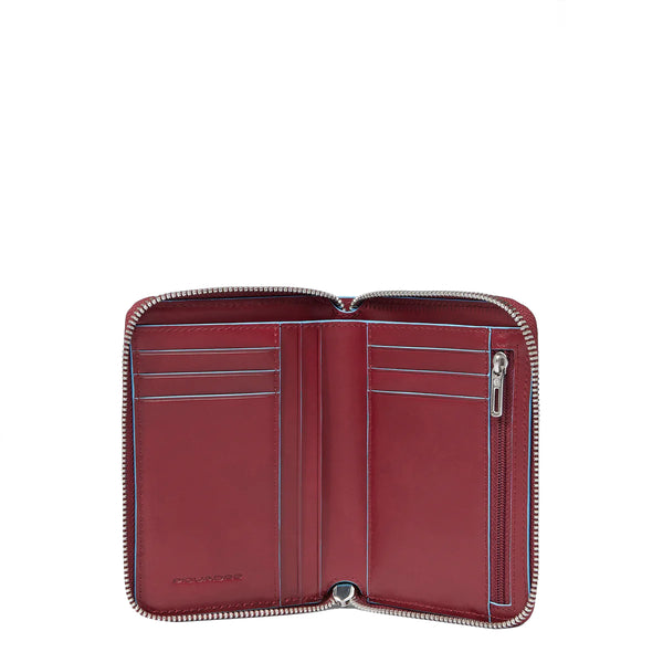 Piquadro - Portafoglio Piccolo Blue Square Zip Around Rosso | Italystation.com Shop Now at italystation.com