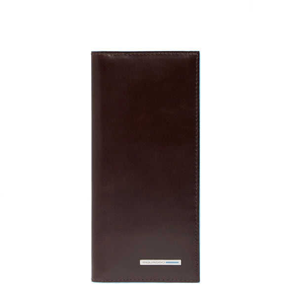Piquadro - Portafoglio Verticale Grande Blue Square Mogano | Italystation.com Shop Now at italystation.com