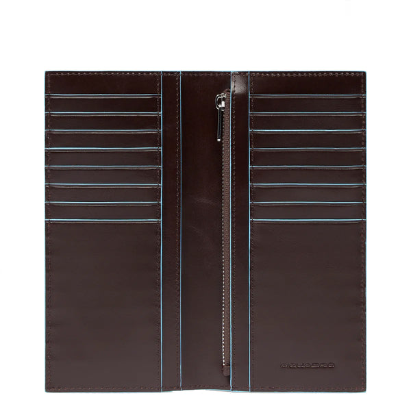 Piquadro - Portafoglio Verticale Grande Blue Square Mogano | Italystation.com Shop Now at italystation.com