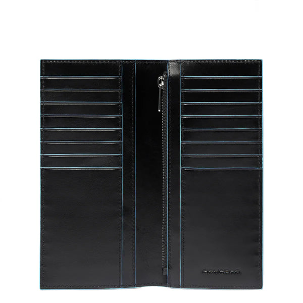 Piquadro - Portafoglio Verticale Grande Blue Square Nero PU | Italystation.com Shop Now at italystation.com