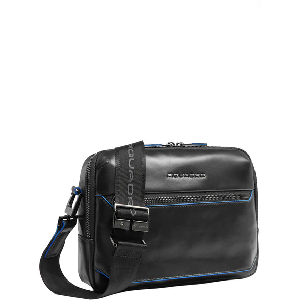 Piquadro - Tracolla Orizzontale Blue Square Nero CA6588B2 | Italystation.com Shop Now at italystation.com