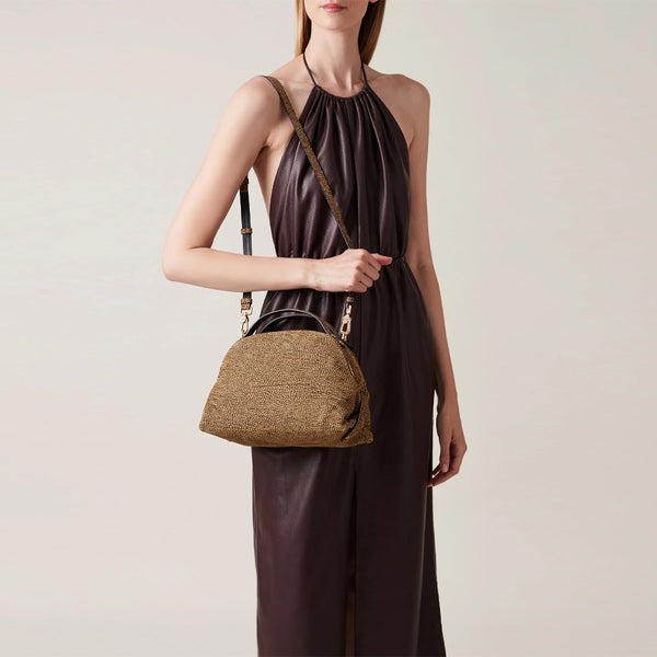 Borbonese - Sexy Bag Small OP Naturale Handbag in suede - 923329684 - OP/NATURALE
