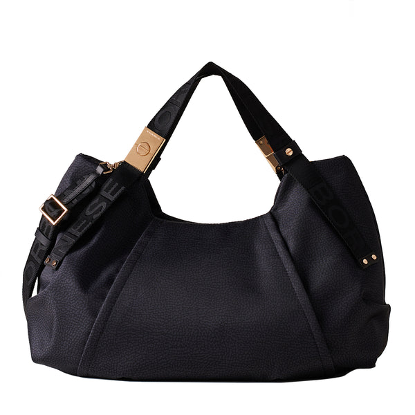 Borbonese - Medium Dark Black Handbag - 933835AH1 - DARK/BLACK