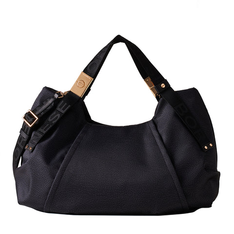 Borbonese - Medium Dark Black Handbag - 933835AH1 - DARK/BLACK