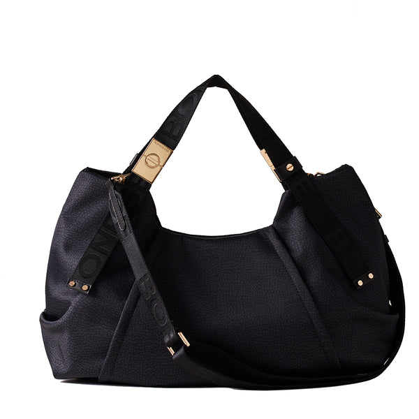 Borbonese - Medium Dark Black Handbag - 933835AH1 - DARK/BLACK