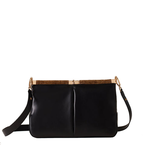 Borbonese - Borsa a spalla 5PM Medium Nero OP Naturale 923 | Italystation.com Shop Now at italystation.com