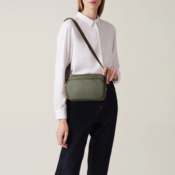 Borbonese - Camera Bag Small Verde Militare 934134I15 VE | Italystation.com Shop Now at italystation.com