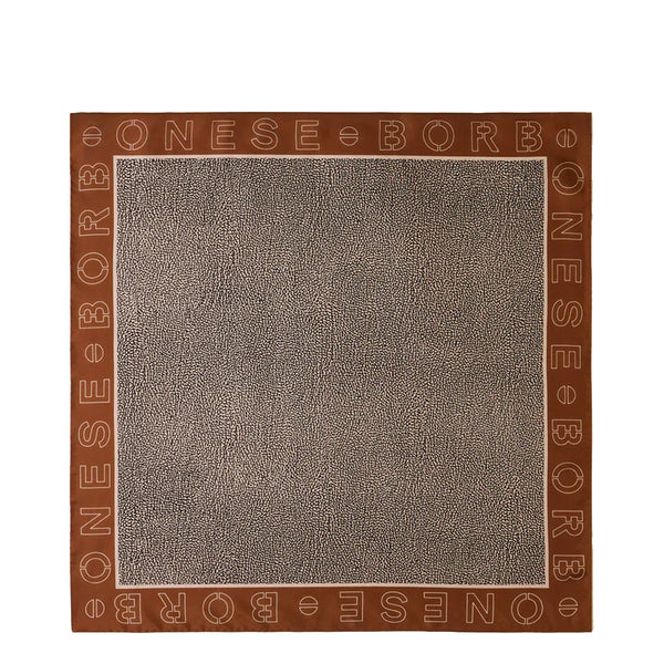 Borbonese - Foulard OP Logo Outline 70x70 Caramello OP Naturale - 6DA058TE2 - CARAMELLO/OP/NATURALE