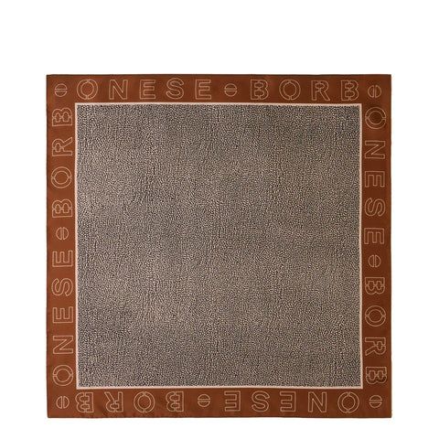 Borbonese - Foulard OP Logo Outline 70x70 Caramello OP Naturale - 6DA058TE2 - CARAMELLO/OP/NATURALE
