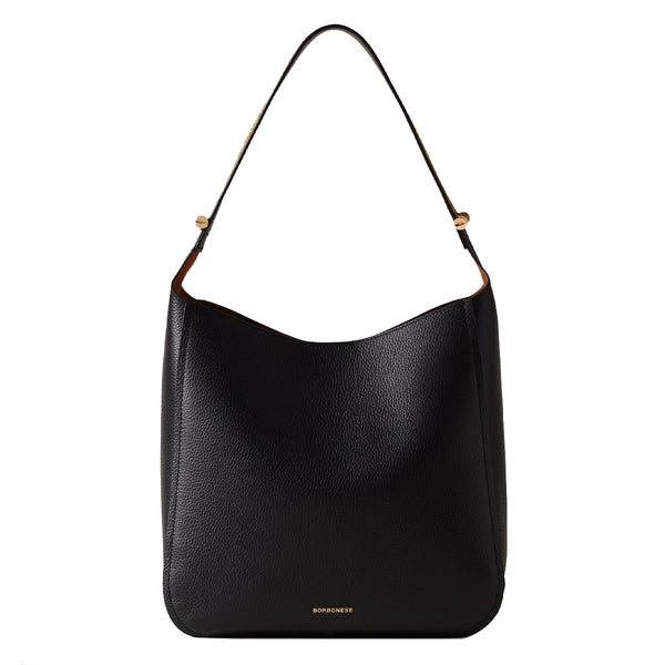 Borbonese - Hobo Bolt Medium Nero OP Naturale - 924387AR3 - NERO/OP/NATURALE