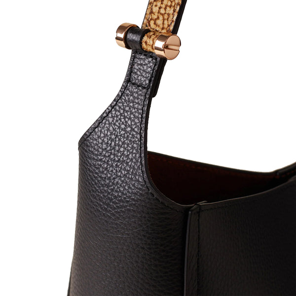 Borbonese - Hobo Bolt Medium Nero OP Naturale - 924387AR3 - NERO/OP/NATURALE