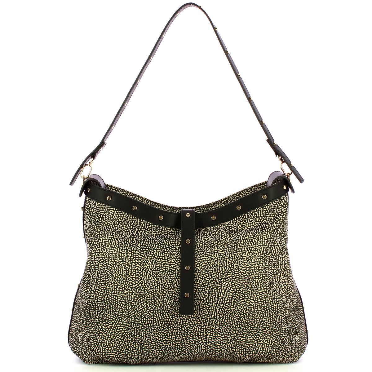 Borbonese - borsa a spalla hobo medium op naturale nero - 93 | Italystation.com - Shop Now at italystation.com
