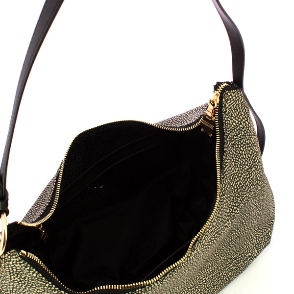 Borbonese - hobo medium op naturale nero - 924181ah1 - op/na | Italystation.com - Shop Now at italystation.com