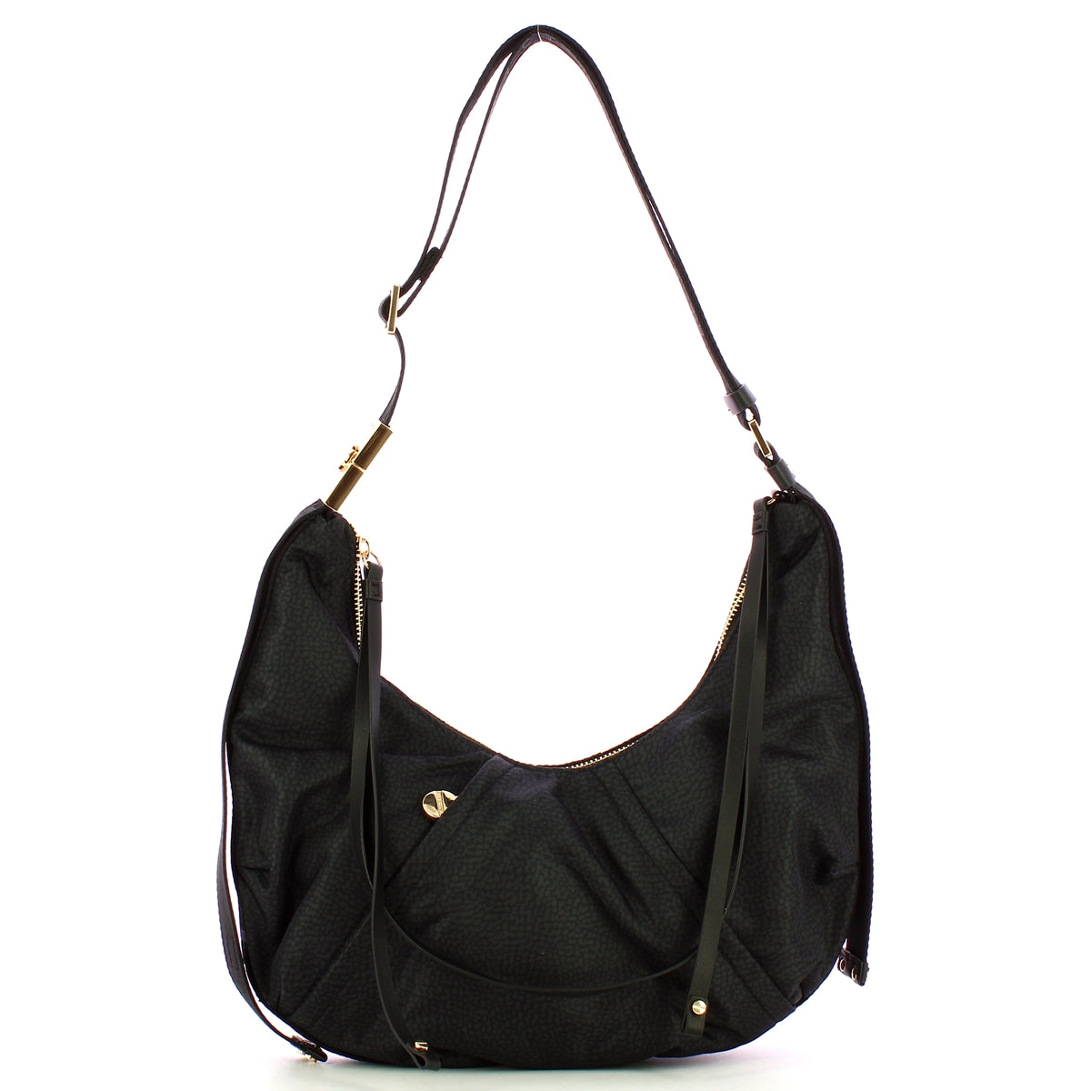 Borbonese - borsa hobo small dark black - 933833ah1 - dark/b | Italystation.com - Shop Now at italystation.com