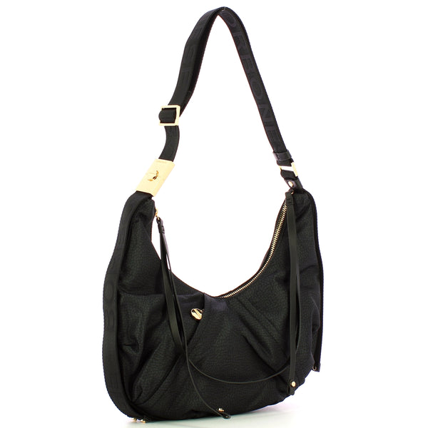 Borbonese - borsa hobo small dark black - 933833ah1 - dark/b | Italystation.com - Shop Now at italystation.com